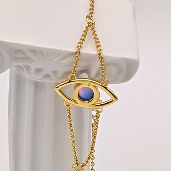 Natural Tourmaline Sterling Silver Gold Plated Bracelet – Gift For Her - Picture 7 of 8